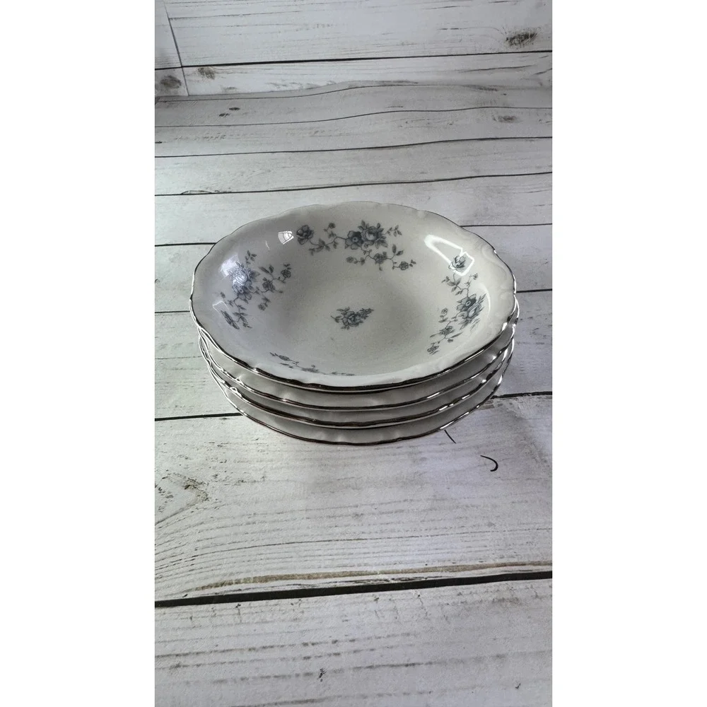 Johann Haviland Blue Garland Bavaria Germany Fruit Dessert Bowls‎ Set 4